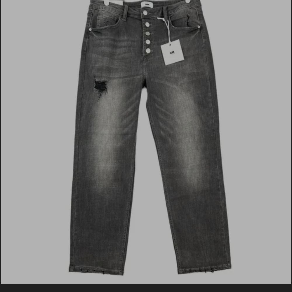 I & M Women's Crop Gray Ripped Distressed Mom Jean Stretch Size‎ 0 Nwt Soft